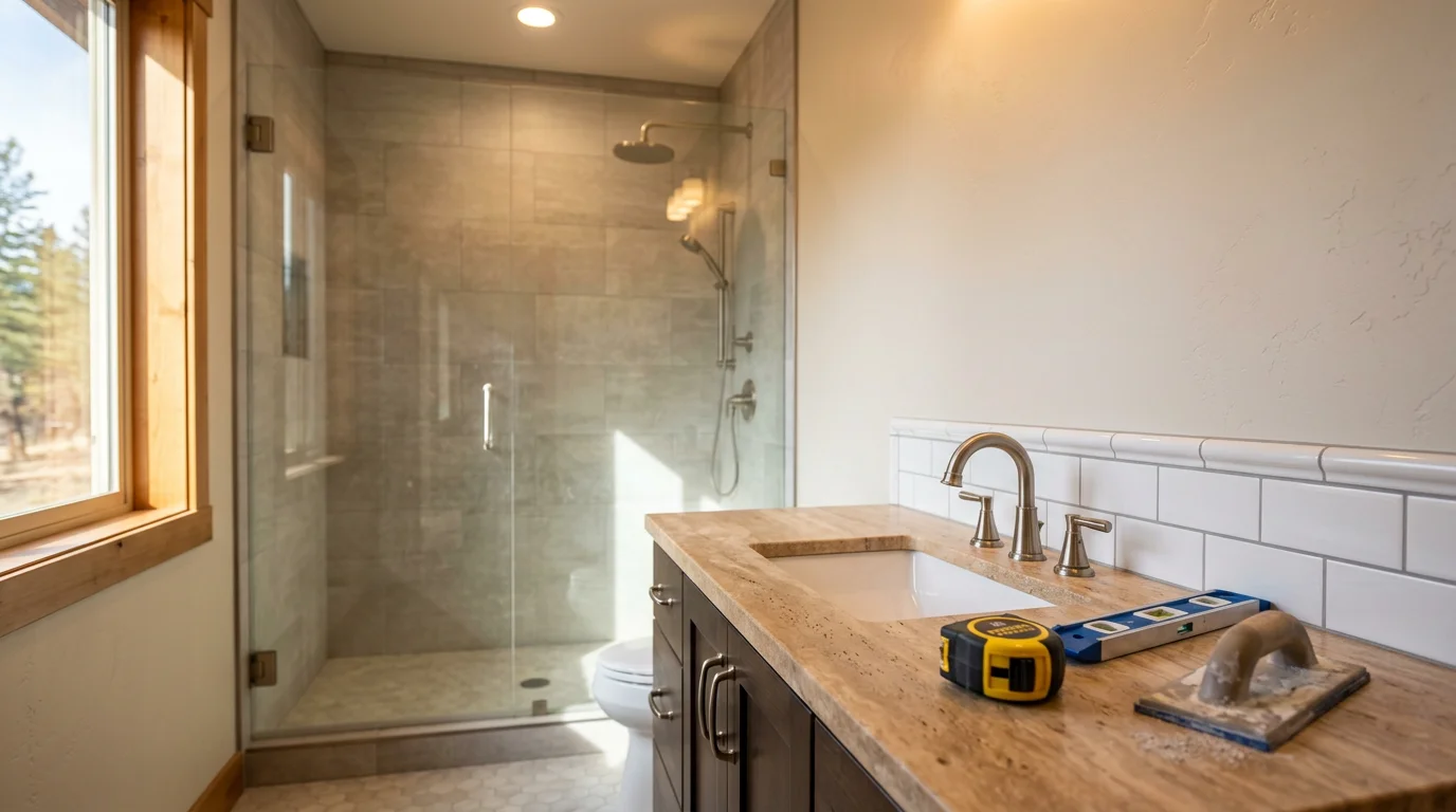 Bathroom remodel with new tile and fixtures in Sutter Creek