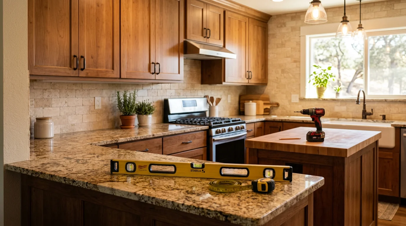 Modern kitchen remodel with custom cabinets and countertops in Jackson